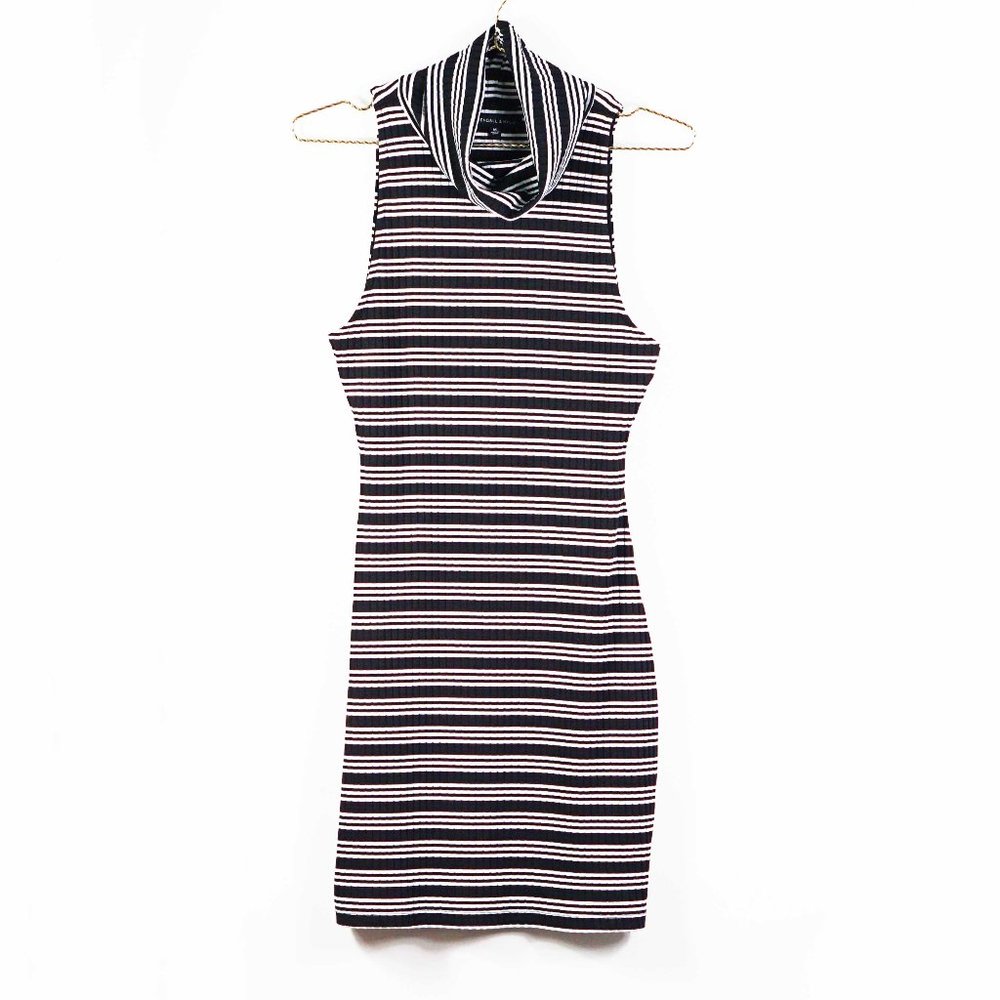 Kendall & Kylie Striped Turtleneck Bodycon Dress M